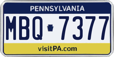 PA license plate MBQ7377