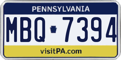 PA license plate MBQ7394