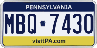 PA license plate MBQ7430