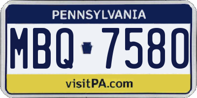 PA license plate MBQ7580