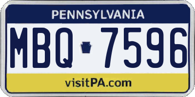 PA license plate MBQ7596