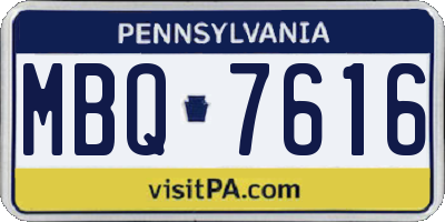 PA license plate MBQ7616