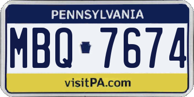 PA license plate MBQ7674