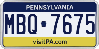 PA license plate MBQ7675