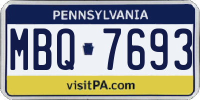PA license plate MBQ7693