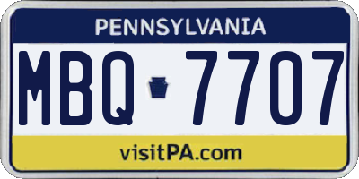 PA license plate MBQ7707
