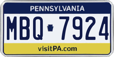 PA license plate MBQ7924