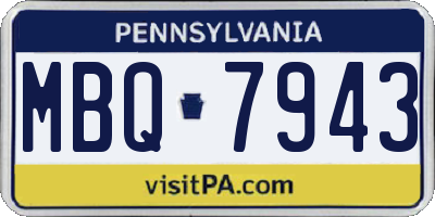 PA license plate MBQ7943