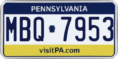 PA license plate MBQ7953
