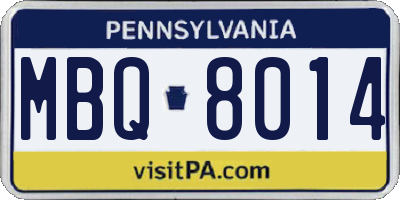 PA license plate MBQ8014