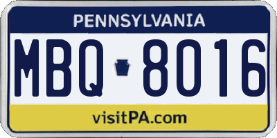 PA license plate MBQ8016