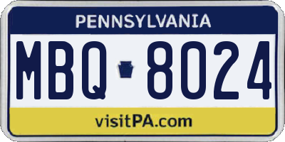 PA license plate MBQ8024