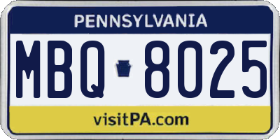 PA license plate MBQ8025