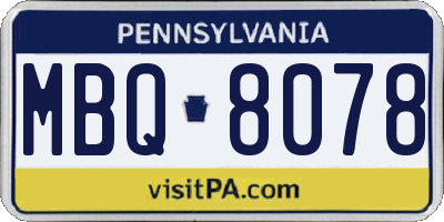 PA license plate MBQ8078