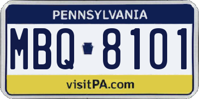 PA license plate MBQ8101