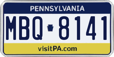 PA license plate MBQ8141