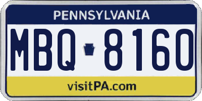 PA license plate MBQ8160