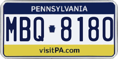 PA license plate MBQ8180