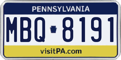 PA license plate MBQ8191