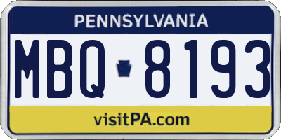 PA license plate MBQ8193
