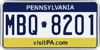 PA license plate MBQ8201
