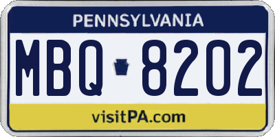 PA license plate MBQ8202