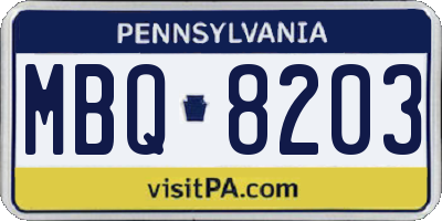 PA license plate MBQ8203