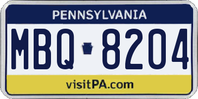 PA license plate MBQ8204