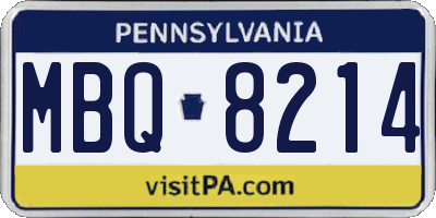 PA license plate MBQ8214