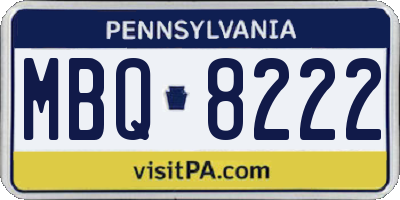 PA license plate MBQ8222