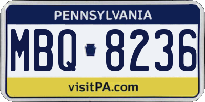 PA license plate MBQ8236