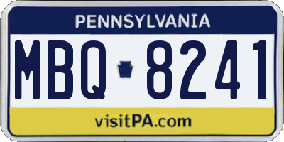 PA license plate MBQ8241