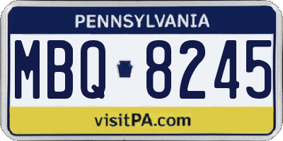 PA license plate MBQ8245
