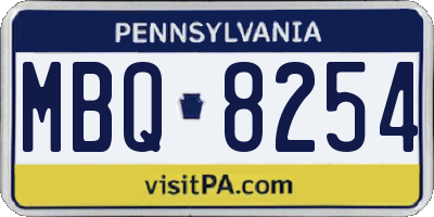 PA license plate MBQ8254