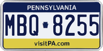 PA license plate MBQ8255