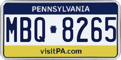PA license plate MBQ8265
