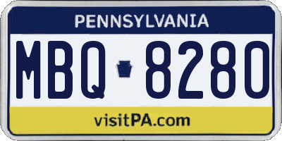 PA license plate MBQ8280