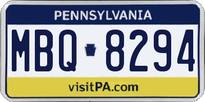 PA license plate MBQ8294