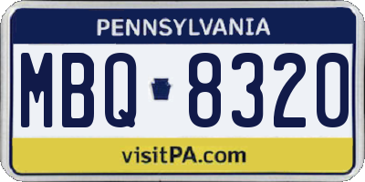 PA license plate MBQ8320