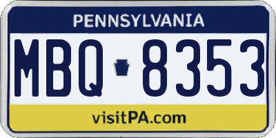 PA license plate MBQ8353