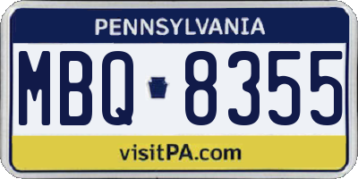 PA license plate MBQ8355