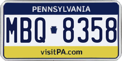 PA license plate MBQ8358