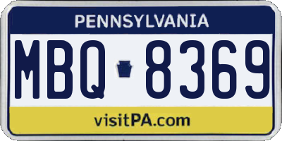 PA license plate MBQ8369