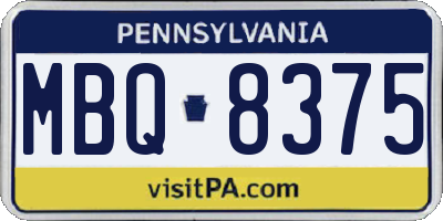 PA license plate MBQ8375