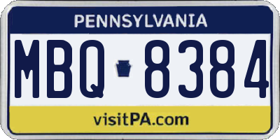 PA license plate MBQ8384