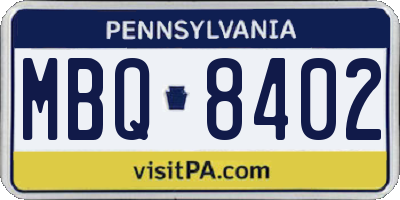 PA license plate MBQ8402