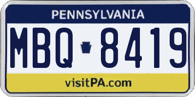 PA license plate MBQ8419