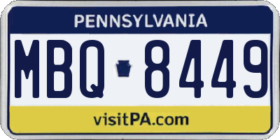PA license plate MBQ8449