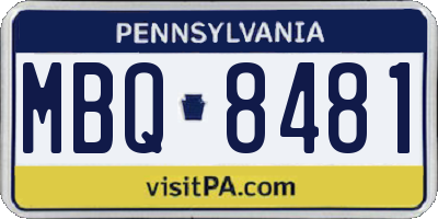 PA license plate MBQ8481