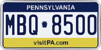 PA license plate MBQ8500